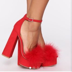 Red platform shoes